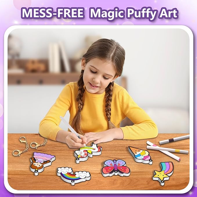 FoilColoring 3D Art Kit-Puffy Art.Magic Foam Texture Painting Kit.Mess-Free Craft for Kids.Travel and Creative Gift for Girls & Boys Ages 4, 5, 6, 7, 8, 9, 10