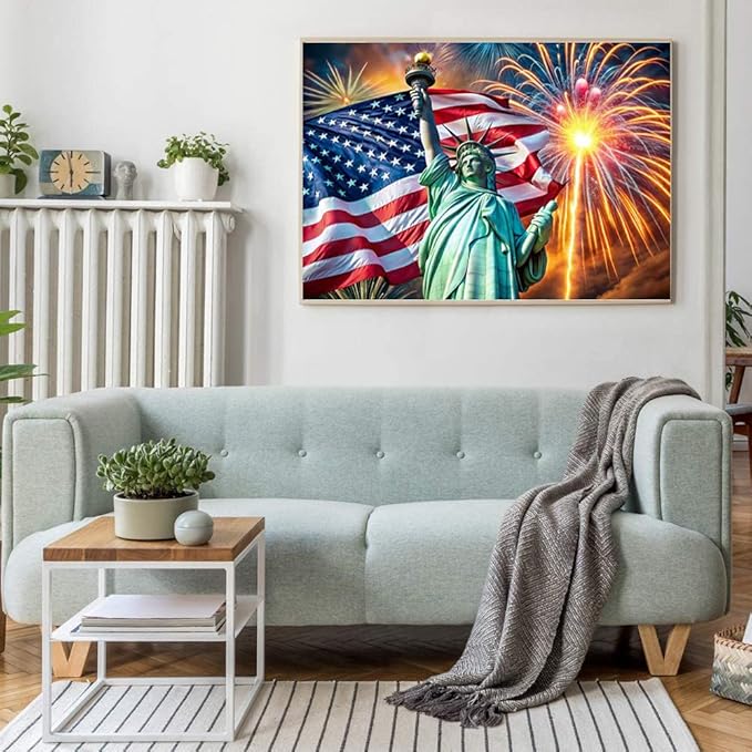 Artunion American Statue Liberty Paint by Numbers Kit for Adults,Famous American Symbols Paint by Number Kits, DIY Oil Painting Paint by Number Kits on Canvas Arts Craft for Home Wall Decor 16x22 Inch