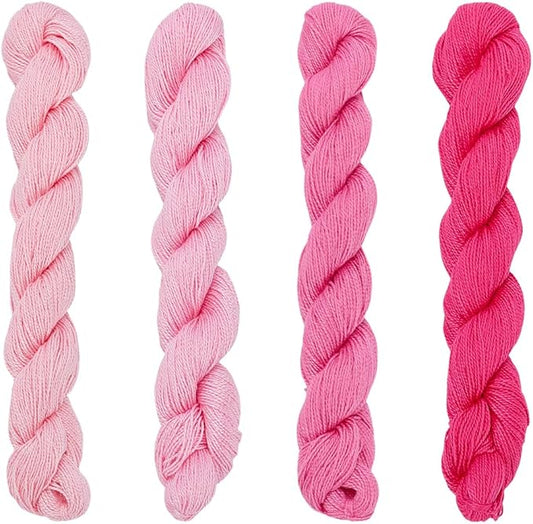 FREEBLOSS 4 Pcs Sashiko Thread Sashiko Skein 4 * 100 M Pure Cotton Embroidery Thread Japanese Sewing Threads Quilting & Embroidery Sewing Kit Supplies 4 Pink Theme Colors