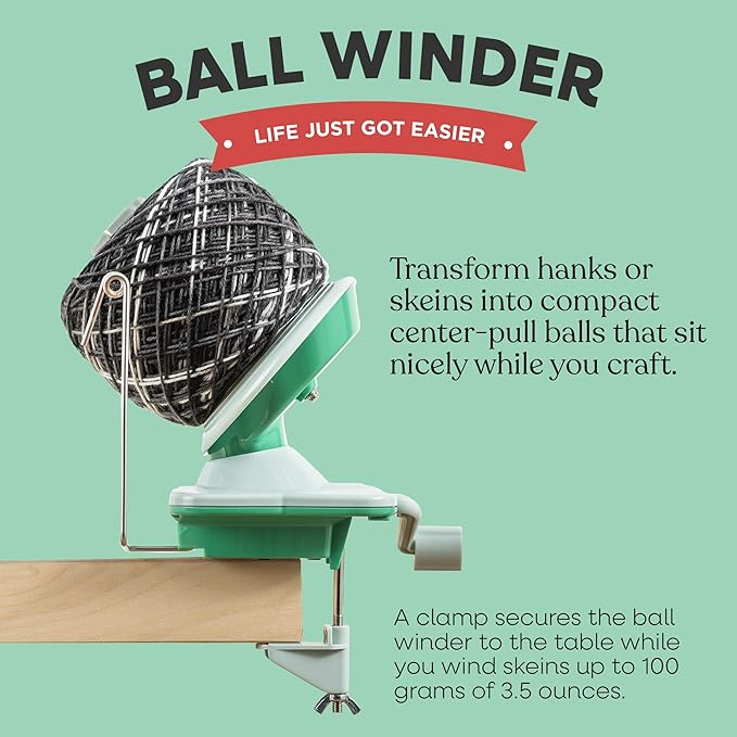 Knit Picks Yarn Ball Winder for Knitting and Crocheting (Green)