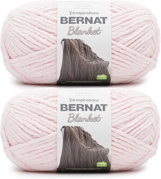 Bernat Blanket Blush Pink Yarn - 2 Pack of 300g/10.5oz - Polyester - 6 Super Bulky - 220 Yards - Knitting/Crochet