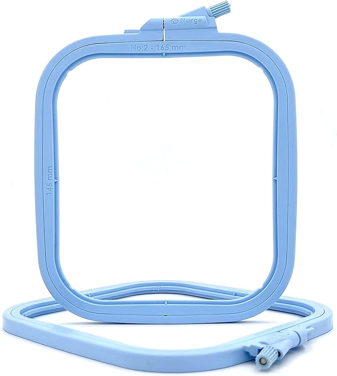nurge square embroidery hoop - plastic cross stitch frame for needlepoint & embroidery - adjustable craft hoop - blue - no:2 (small)