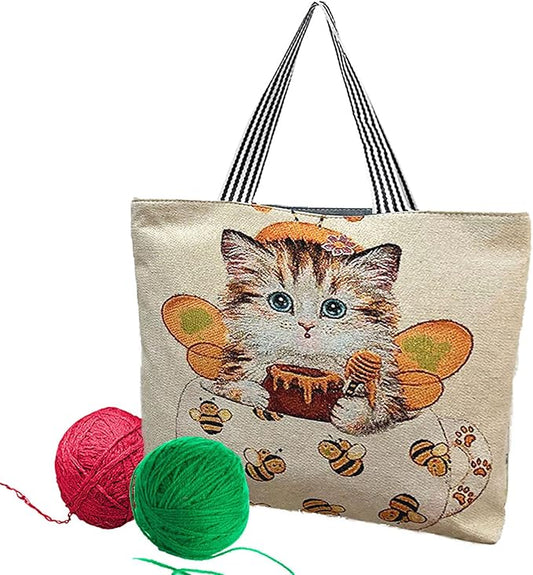 Crochet Bag Organizer for Yarn, Large Knitting Bag Portable Yarn Storage Bag for Knitting Needles Crochet Hooks (H)