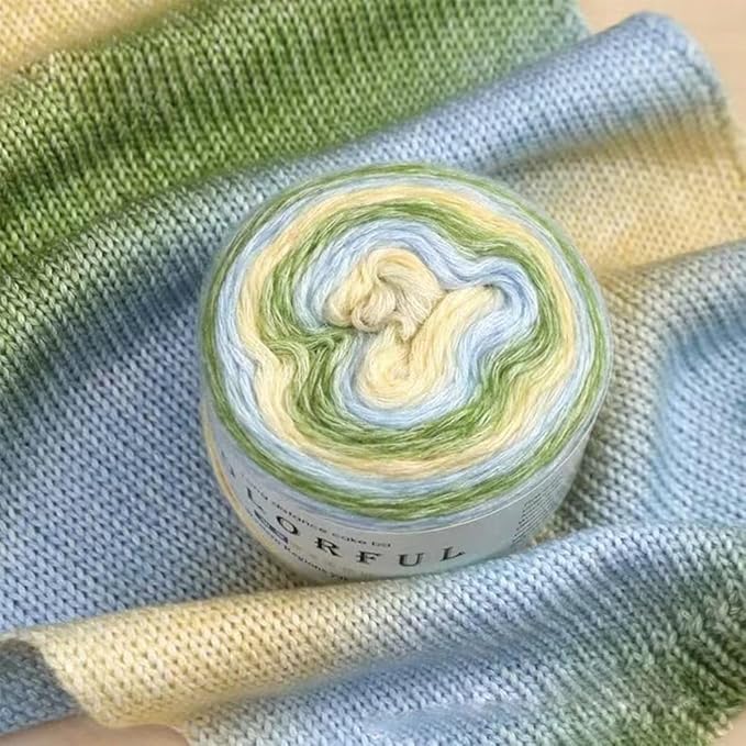 Yarn for Crocheting-Gradient Cake Yarn Ombré Yarn with Vibrant Colors-4x100g 60% Cotton 30% Acrylic 10% Wool,Colorful Soft Rainbow Cotton Crochet Yarn Perfect for Shawls,Scarves,Sweater and Blanket