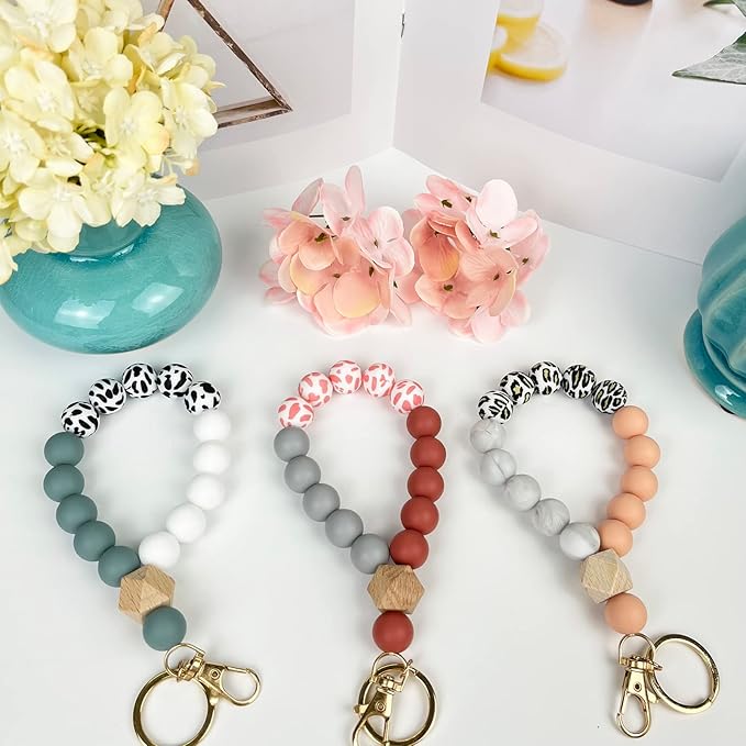 IESCOO 100pcs Silicone Beads for Keychain Making,15mm Rubber Beads kit for Keychain Bracelet Lanyards Pens with Key Rings and Tassels