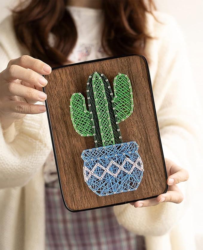 BAZIMA DIY String Art Kit for Beginner,DIY Cactus Craft Kit,Unique Gift,Craft Kit for Holidays