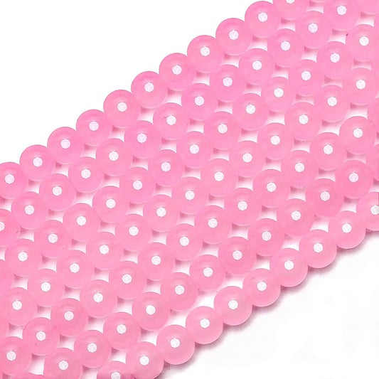 200PCs 8mm Light Pink Jade Glass Beads Bulk, Round Smooth Hole Glass Crystal Beads for Jewelry Making, DIY Bracelets, Necklaces, Bag Charms, Keychains and Craft Projects