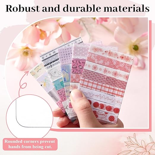 Crtiin 60 Pcs Washi Tape Cards Organizer with Storage Box –Portable Washi Tape Holder & Display Board for Scrapbooking, Journaling, DIY Crafts, Travel(Clear)