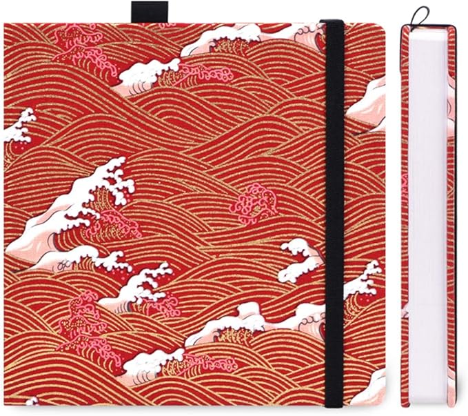 Square 8.2x 8.2 inches 165gsm Colored Pencil Paint Journal Hardbound 128pgs（64 Sheets Front Back Cold Pressed）Travel for Colored Pencil Sketch Doodles Handmade Cloth Cover Notebook Red River A4