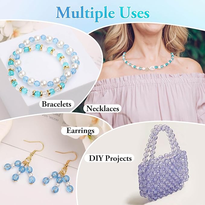 PAXCOO 1820Pcs Crystal Acrylic Beads Faceted Bicone Gem Beads for Jewelry Making (6 MM)