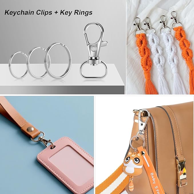 523PCS Keychain Making Kit, Keychain Making Supplies Including Keychains Clips Hooks, Key Chain Rings, Lobster Claw Clasps and Jump Rings for Jewelry Making Supplies, Crafts