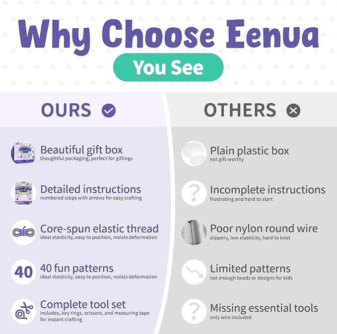 eenua pony bead pets keychain making kit 1800 beads in 21 colors 40 fun designs diy craft set with keychains elastic cord storage box perfect christmas, birthday party gifts for beginners