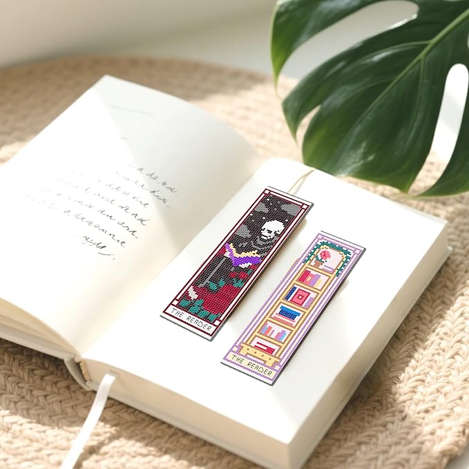 FREEBLOSS 6pcs Cross Stitch Bookmark Kit for Adult Beginners Stamped Tarot Pattern Cross Stitch Kits Embroidery Bookmarks Craft Kit with Instructions for Gift 11CT 8"x2.4"