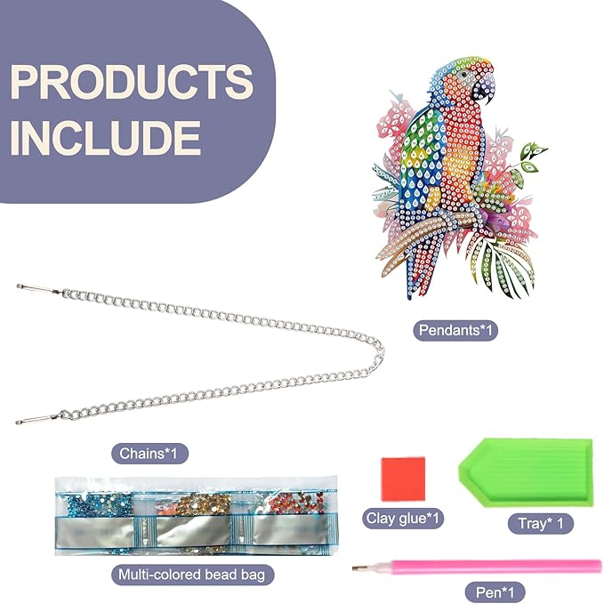 TDFERAN Diamond Painting Pendant DIY Colorful Parrot Diamond Art Decoration Kit Adult Crafts Gem Art Pendant Wall Home Window Decoration Adult Digital Painting Crafts