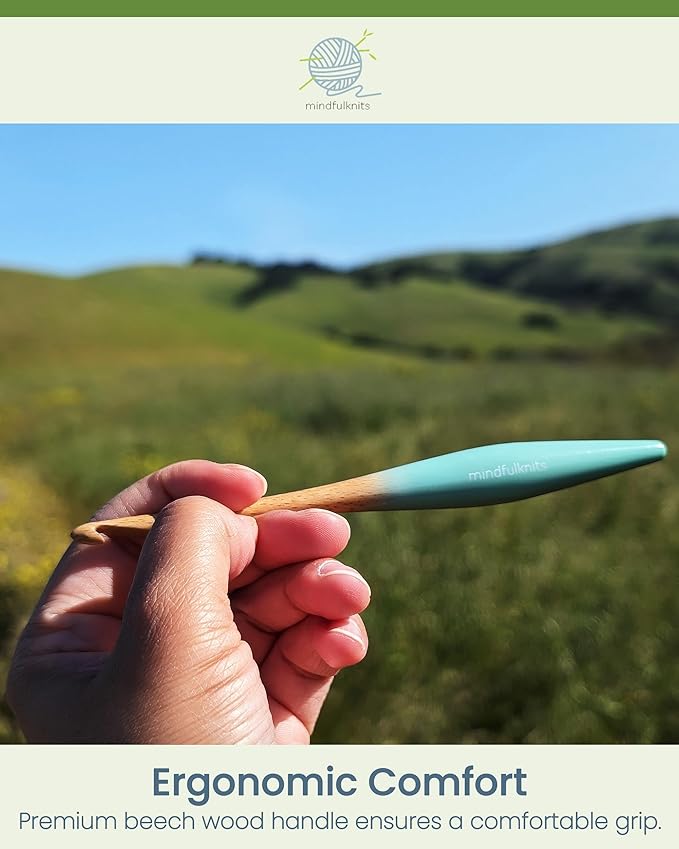mindfulknits Premium Ergonomic Beech Wood Crochet Hook – Size US O, 12mm – 15cm Length – Wooden Crochet Hook - Knitting & Crochet Supplies for Crafting Relaxation & Stress Relief (12mm)