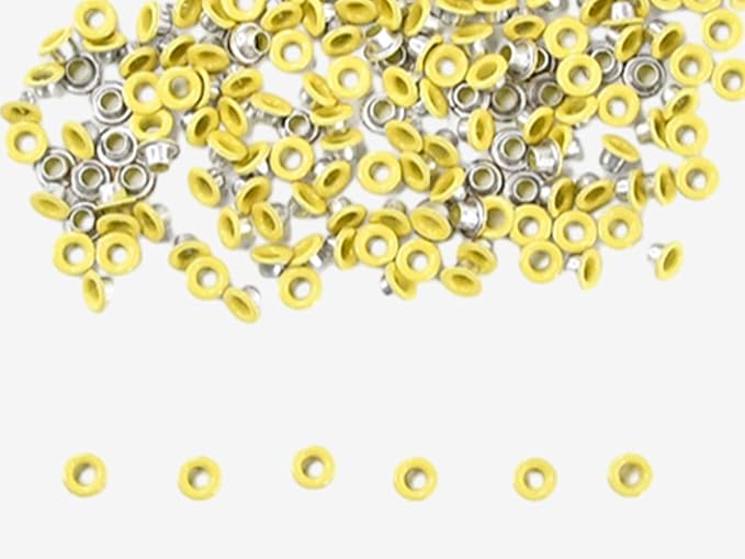 FoRapid 3mm/1/8" Aluminum Quicklet Eyelets-Scrapbooking/Birthday Wedding Baby Greeting Holiday Card/Paper Craft/Luggage Cruise Tag/DIY Album/Clothing etc-200 PCS (Light Yellow)