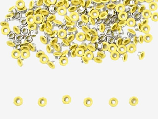FoRapid 3mm/1/8" Aluminum Quicklet Eyelets-Scrapbooking/Birthday Wedding Baby Greeting Holiday Card/Paper Craft/Luggage Cruise Tag/DIY Album/Clothing etc-200 PCS (Light Yellow)