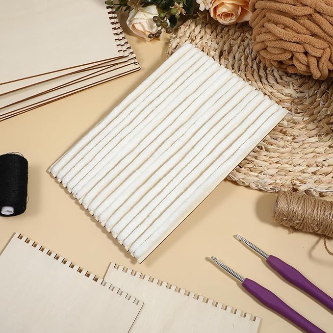 20 Pcs Beginners Wooden Loom Notched Weaving Loom Basket Weaving Tools for Kids Adult Art Craft Activity Jewelry Motor Skills Crochet Knitting Sewing Teaching Educational