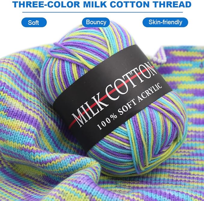 6 Rolls 50g Acrylic Skeins, Soft Yarn for Crocheting & Knitting, Assorted Starter Crochet Kit for Adults & Kids (Blue)