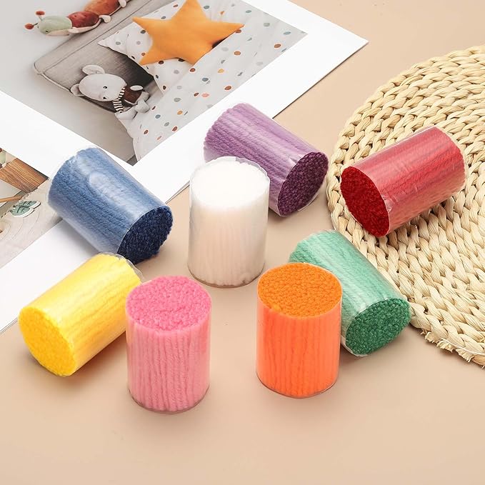 PATIKIL 12 Rolls Latch Hook Yarn, Latch Hook Kit Precut Rugs Yarn Making Crochet Bundles for Rug Adults Beginners Tapestry DIY Craft, Cyan