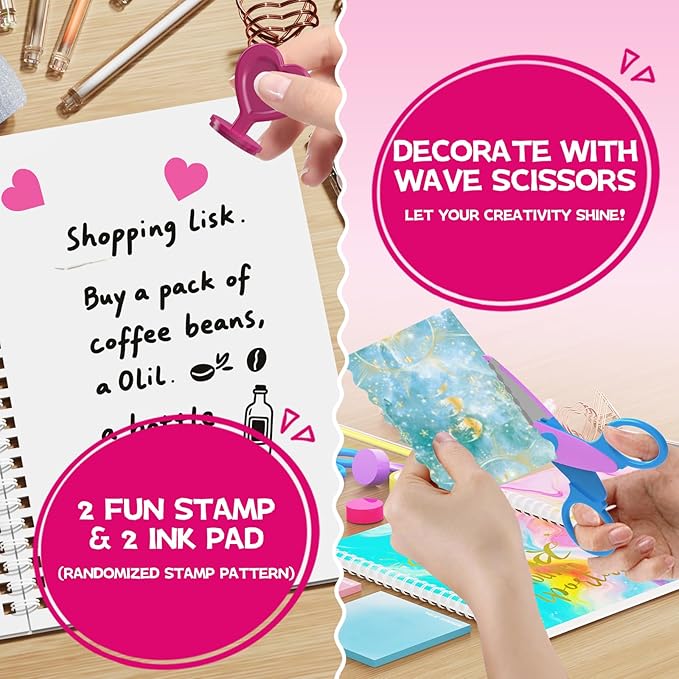 2-pack diy journal kit for girls ages 8-14,diy journal set stationary birthday gifts ideas for girls,art crafts for tween kid scrapbook & diary supplies set