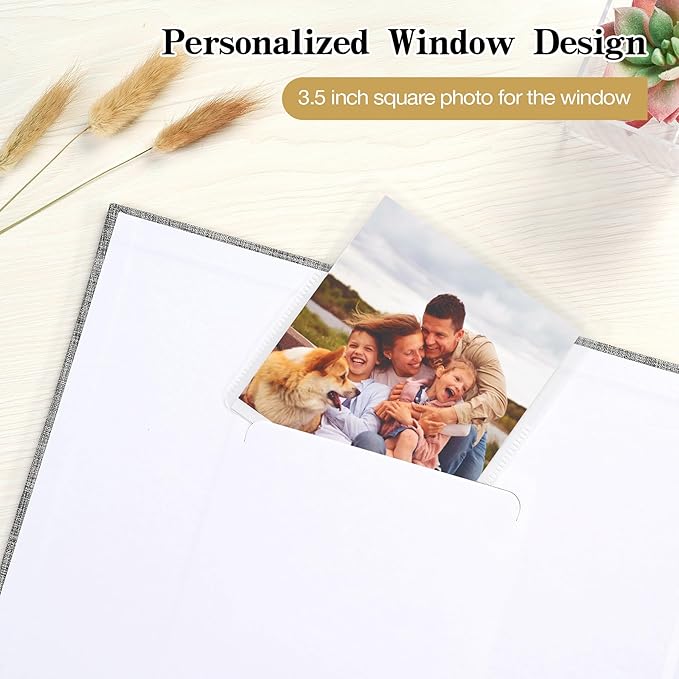 Mublalbum 10x10 Inch DIY Scrapbook Photo Album with 40 Plastic Sleeves 80 Pages Linen Cover 3 Ring Folder Binder for Wedding Baby Family and DIY Projects (Grey)
