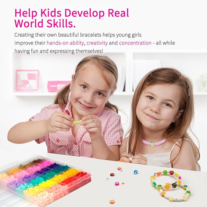Sistenia Bracelet Making Kit, 12000Pcs Clay Beads 48 Colors in 3 Boxes, Friendship Bracelet Kit with Elastic Strings, Polymer Spacer Beads, Jewelry Making Crafts Gift for Teens Adults