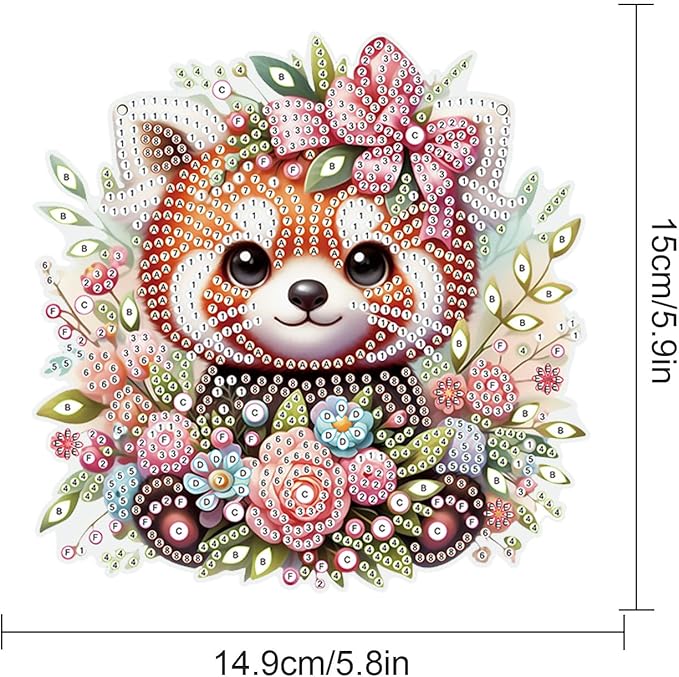 AiYuanzsh Diamond Painting Hanging Pendant Kits Red Panda DIY Crystal Rhinestone Wreath Kits, Colored Point Crystal Diamond Art Window Pendants Home Garden Wall Door Birthday Festival Gifts