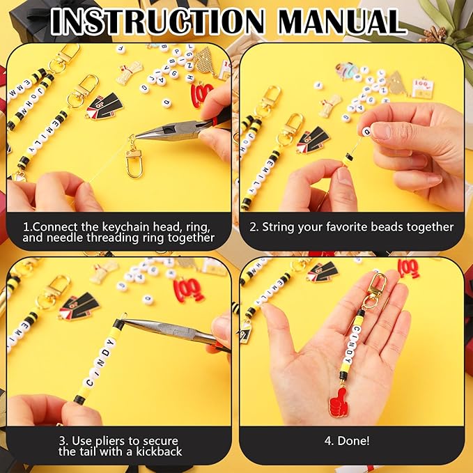 Tondiamo 2823 Pcs Bead Keychain DIY Craft Making Kit Key Ring Charms Letters Beads String for Gift Jewelry Key Ring Backpack Accessories (Graduation)