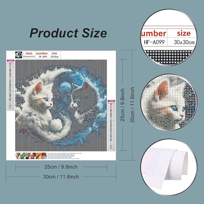 hill froeistung Cat Diamond Art Painting Kits for Adults, Taichi Cat Diamond Art for Beginners, 5D DIY Full Drill Round Gem Art Craft Home Wall Decor Gift 12x12 inch