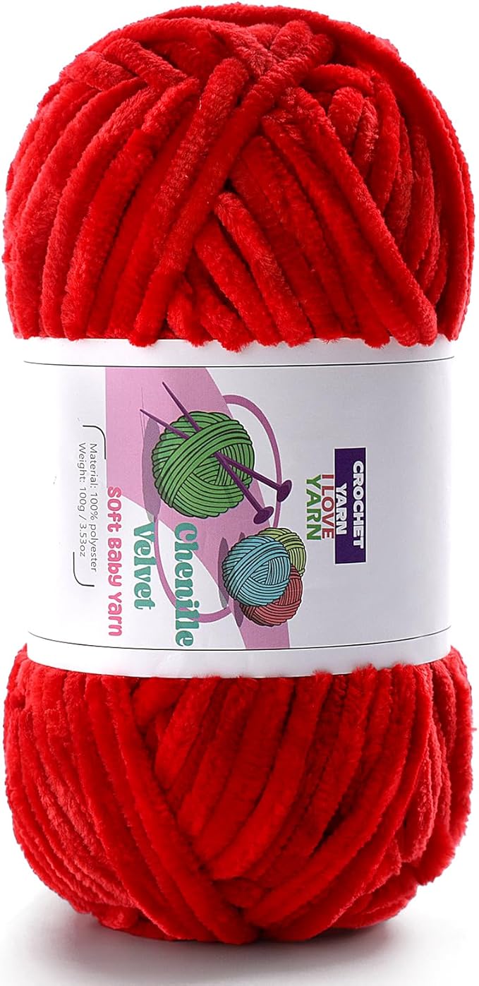 Plush Chenille Chunky Yarn, Velvet Fluffy Yarn for Hand Knitting, Baby Yarns for Crocheting Soft Making Blankets, Scarves, Dolls (3.5oz 87.5yds Each)