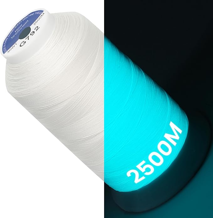 New brothread Single Huge Spool Luminary Glow in The Dark Embroidery Machine Thread Kit 30WT 2500M(2735Y) Each Spool for Embroidery, Quilting, Sewing-G792