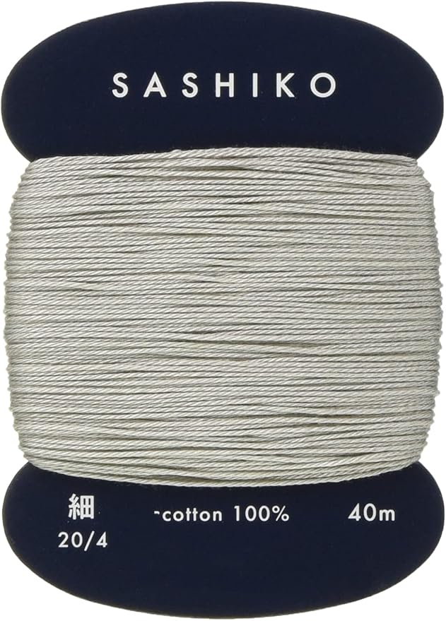Yokota Daruma Sashiko Thread Single and Variegated Color (White Grey, Thin 40M Card)