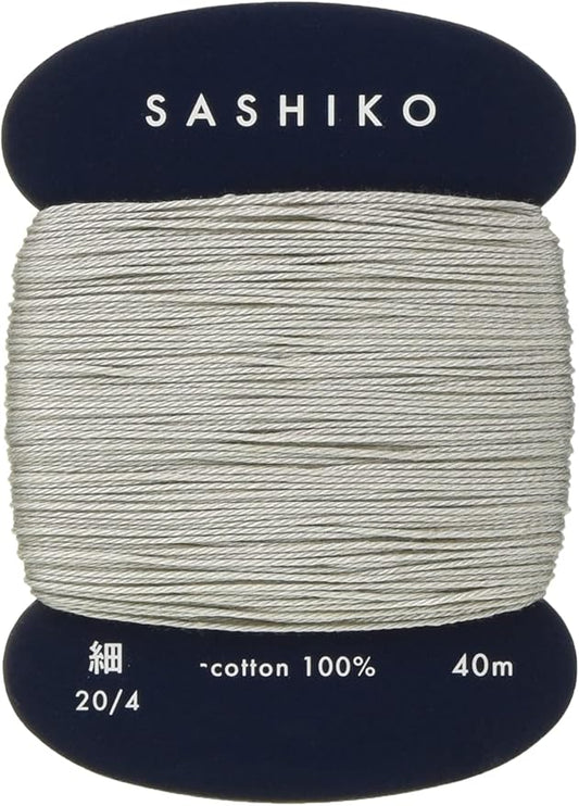 Yokota Daruma Sashiko Thread Single and Variegated Color (White Grey, Thin 40M Card)
