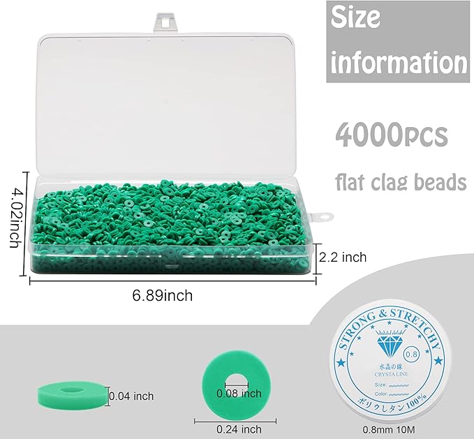 4000 Pcs Clay Beads for Bracelets Making, Polymer Spacer Flat DIY for Jewelry Necklace Earring Making Kit, Preppy Aesthetic Heishi Heshie Thin Disk Beads Assortments Set 4 6 8MM (GR-6-08, 6MM)