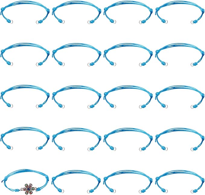 KISSITTY 20pcs Adjustable Bracelet Cords for Connector Charms Waxed Polyester Thread Cord Teal Color Half Finished Bracelet for Friendship Bracelets Jewelry Making