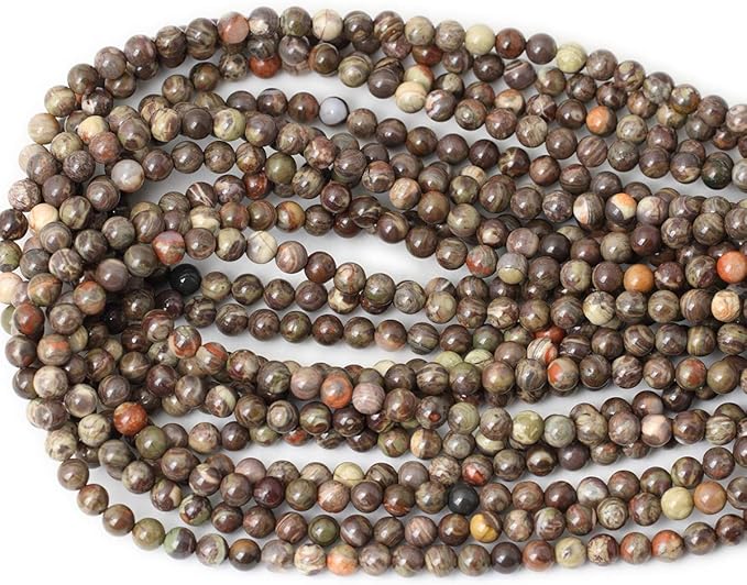 60PCS 6mm Natural Patterned Agate Round Loose Beads for Jewelry Making 1 Strand 15 inches