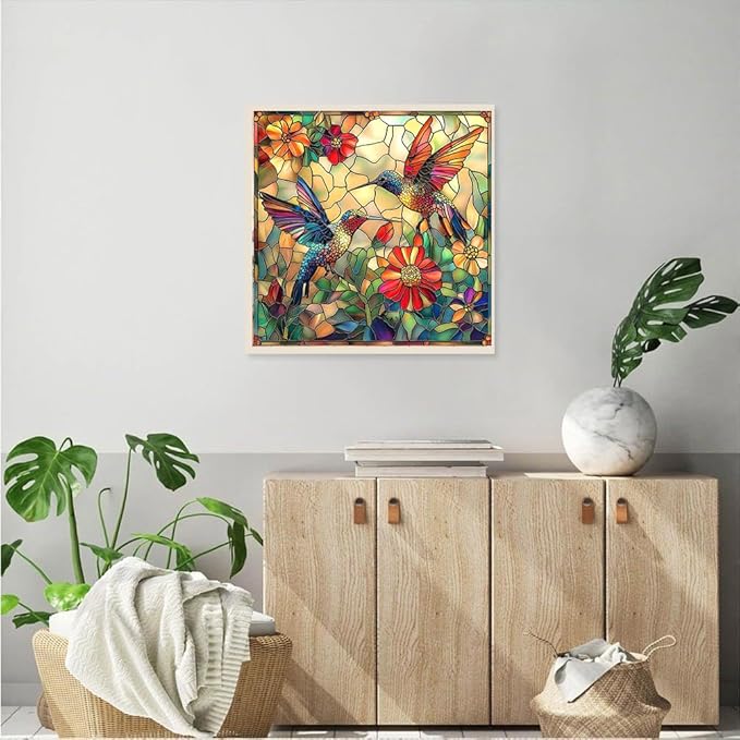 EIBEILI Adult Diamond Painting Set - Glass Hummingbird Diamond Painting Set, 5D Diamond Painting, DIY Full Diamond Painting Gemstone Craft 11.8x11.8 inches