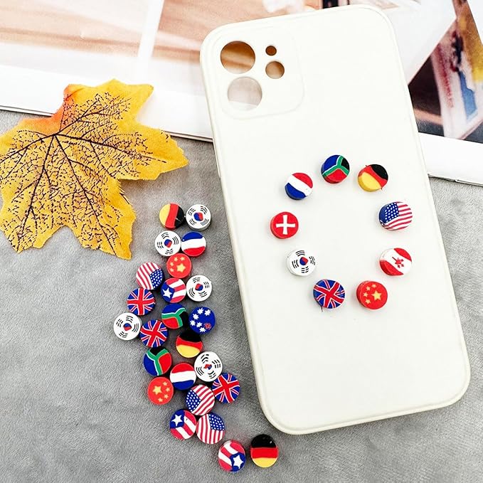 Flag Handmade Polymer Clay Beads, 100pcs Polymer Clay Spacer Beads for Women Jewelry Making DIY Charms Bracelet Necklace Hair Clip Accessories Handmade Craft