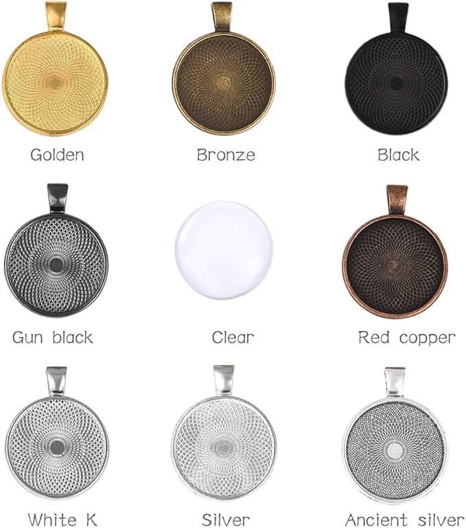 OBSEDE 80 Pcs Pendant Tray Kit, 25mm Glass Cabochons for DIY Jewelry Crafting