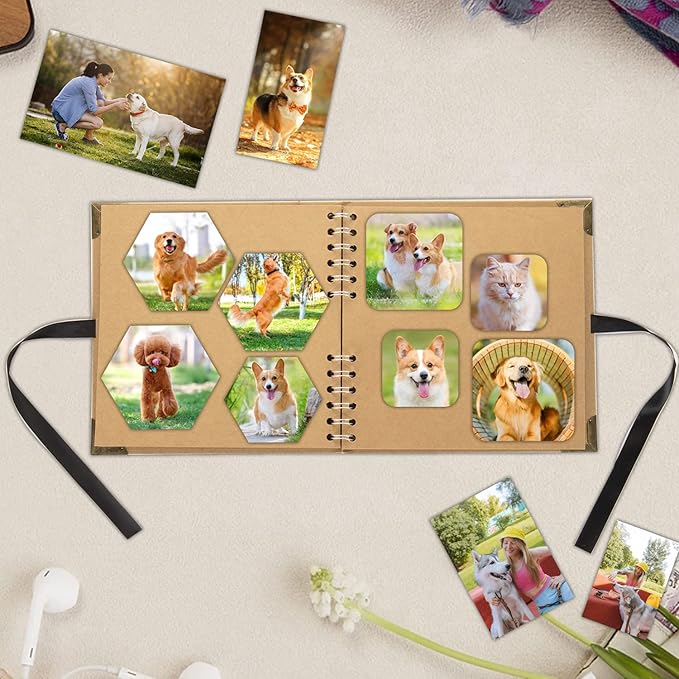 Scrapbook (8 x 8 inch) Scrapbook Album 60 Pages Ideal for Your DIY Scrapbooking Albums Wedding and Anniversary Family Photo Album (brown)