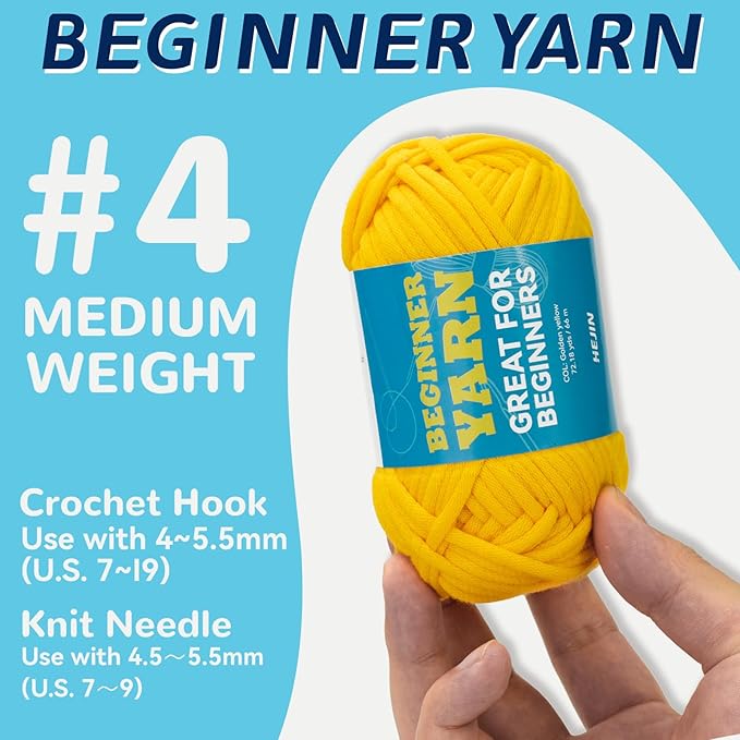3x60g Orange+Yellow+White Yarn for Crocheting and Knitting;3x66m (72yds) Cotton Yarn for Beginners with Easy-to-See Stitches;Worsted-Weight Medium #4;Cotton-Nylon Blend Yarn for Beginners Crochet Kit