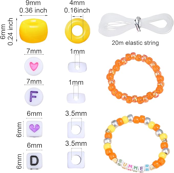 Yellow Pony Beads 18 Colors Pony Beads for Bracelet Making Friendship Bracelet Making Kit DIY Craft Kandi Kit 720Pcs