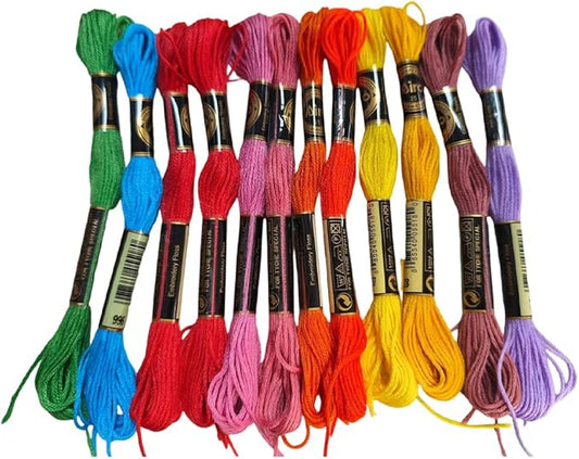 12 Skeins 6 Strands Rainbow Color Embroidery Thread Colorful Variegated Friendship Bracelet String Polyester Gradient Cross Stitch Floss Yarn Threads Bulk for Hand Sewing Bracelets Craft Diy