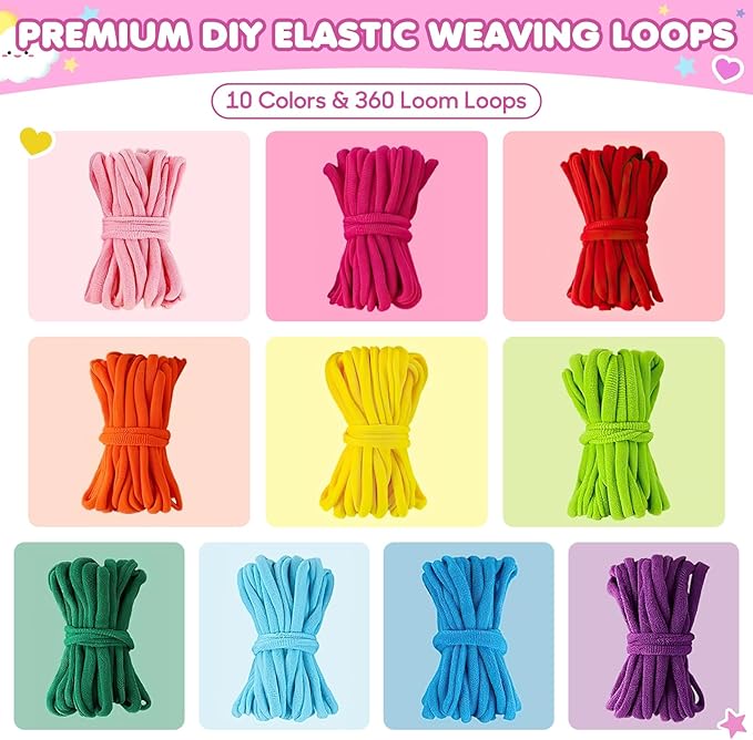 478 Pcs Weaving Loom Kit with Portable Case, Perfect for Making Handbags, Potholder Maker, Bracelet for DIY Crafters & Makers, Complete Craft Kit with Hooks, Gift for Christmas, Birthday,Pink