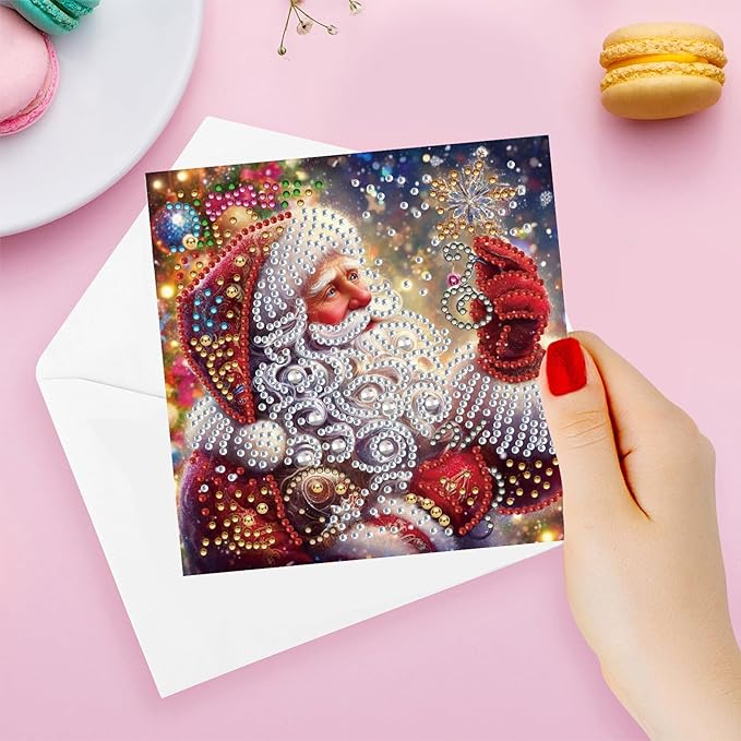 YOKUSHI 12 PCS Diamond Art Painting Christmas Greeting Cards with Envelopes, Snowman Craft DIY Card Making Kits for Adults Gifts (Christmas)