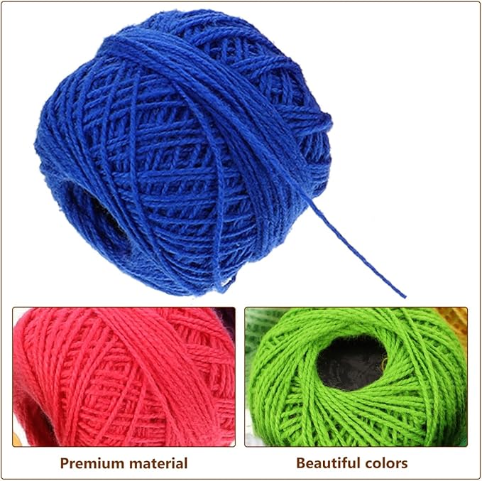 Gatuida 16 Rolls Cotton Yarn Threads Balls, Crochet Embroidery Floss, Assorted Colors, Cross Stitch Threads for DIY Crafts Sewing, 45 Meters Per Roll
