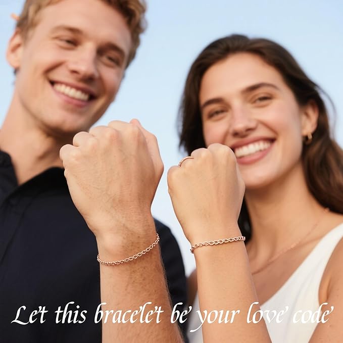 ABYST Permanent Bracelet Kit for Couples - DIY Forever Bracelets Making Set with Rose Gold Plated Chains - Romantic Infinity Jewelry for Anniversary (Rose Gold)