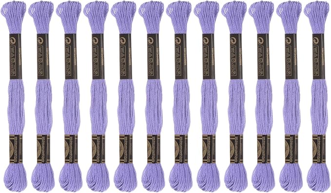 HARFINGTON 12 Skeins Embroidery Floss 8m Each Egyptian Long Fiber Cotton Cross Stitch Thread 26S/2x6 for Embroidery Projects Bracelet, Lavender