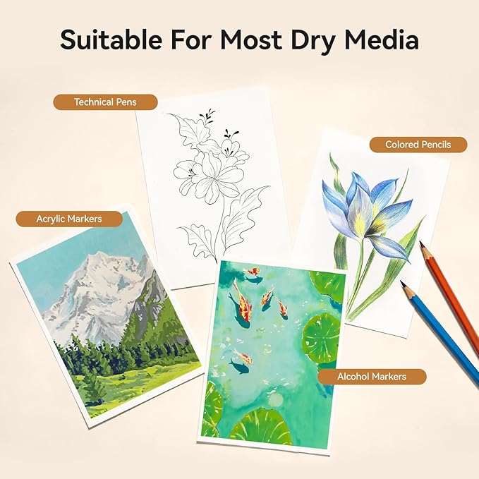 Arrtx Premium A5 Sketchbook, 96 Pages 230 GSM 50% Cotton Acid-Free Paper | Hardcover Art Sketch Book | 8.3 x 5.9 Inch Thick Drawing Pad for Watercolor, Ink, Pencil